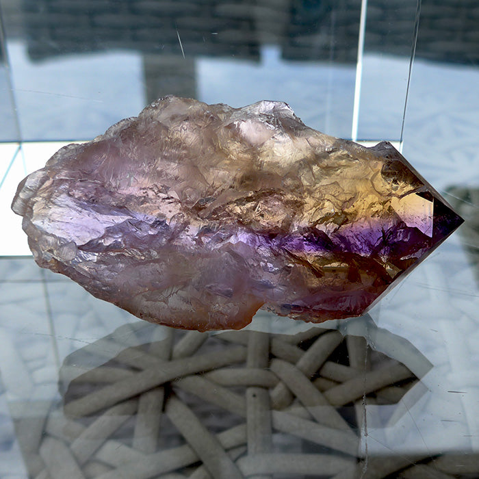 Semi Polished Translucent Rainbow Ametrine Wand by Lawrence Stoller