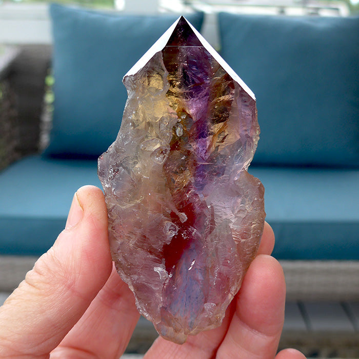Semi Polished Translucent Rainbow Ametrine Wand by Lawrence Stoller