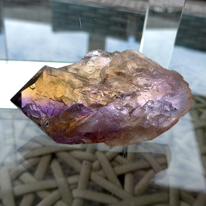 Semi Polished Translucent Rainbow Ametrine Wand by Lawrence Stoller