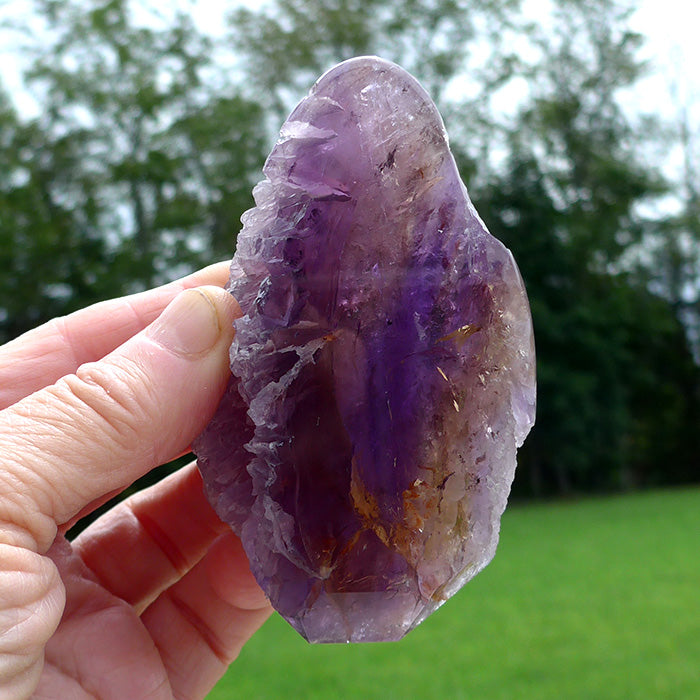 Semi-Polished Bolivian Rainbow Ametrine Arrowhead Meditation Stone by Lawrence Stoller