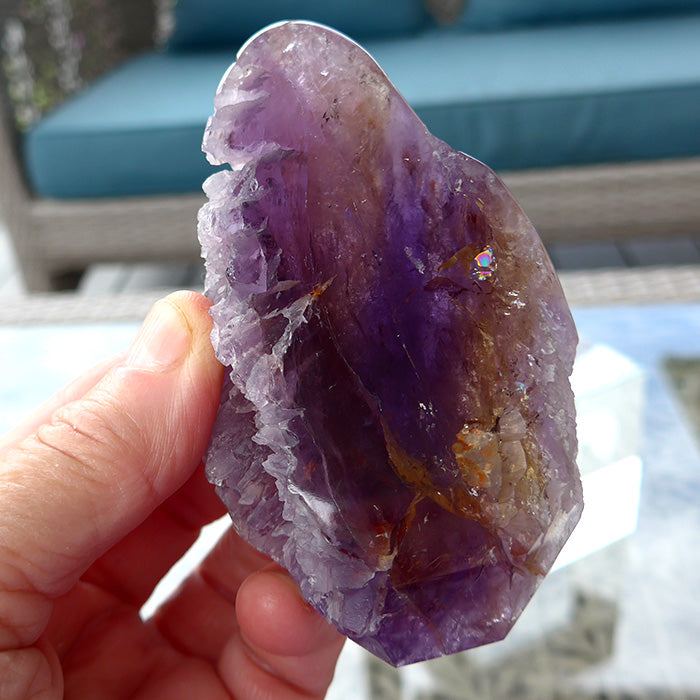 Semi-Polished Bolivian Rainbow Ametrine Arrowhead Meditation Stone by Lawrence Stoller