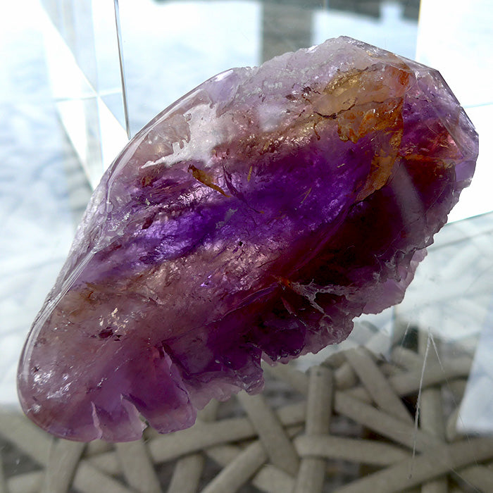 Semi-Polished Bolivian Rainbow Ametrine Arrowhead Meditation Stone by Lawrence Stoller