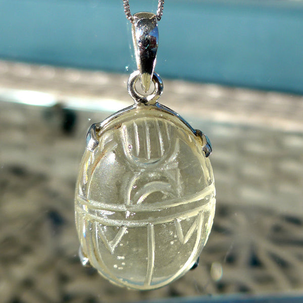 Fat Tut-Inspired Libyan Desert Glass Scarab Pendant