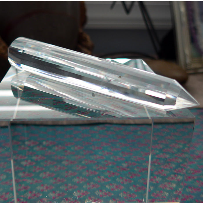 Long Slender 24 Facet Himalayan Quartz Vogel Wand with Manifestation Stone
