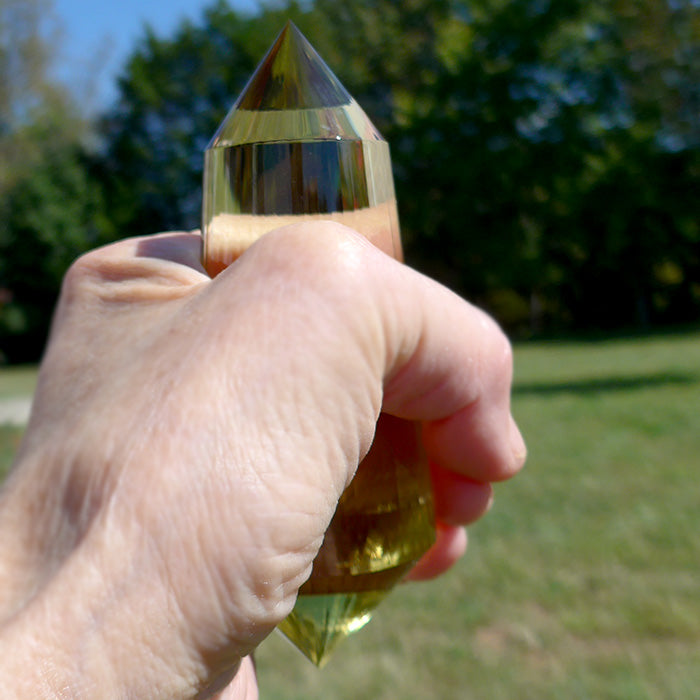 Jumbo 48 Facet Citrine Vogel Wand with Chevron Zones