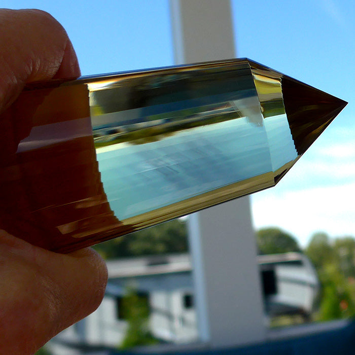 Jumbo 48 Facet Citrine Vogel Wand with Chevron Zones