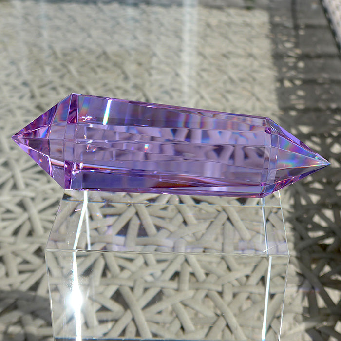 6/12 Sided Trichroic Lavender Quartz Vogel Wand by Kings Amao