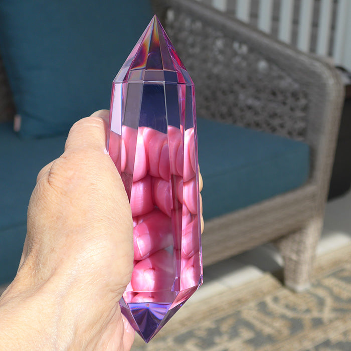 6/12 Sided Trichroic Lavender Quartz Vogel Wand by Kings Amao