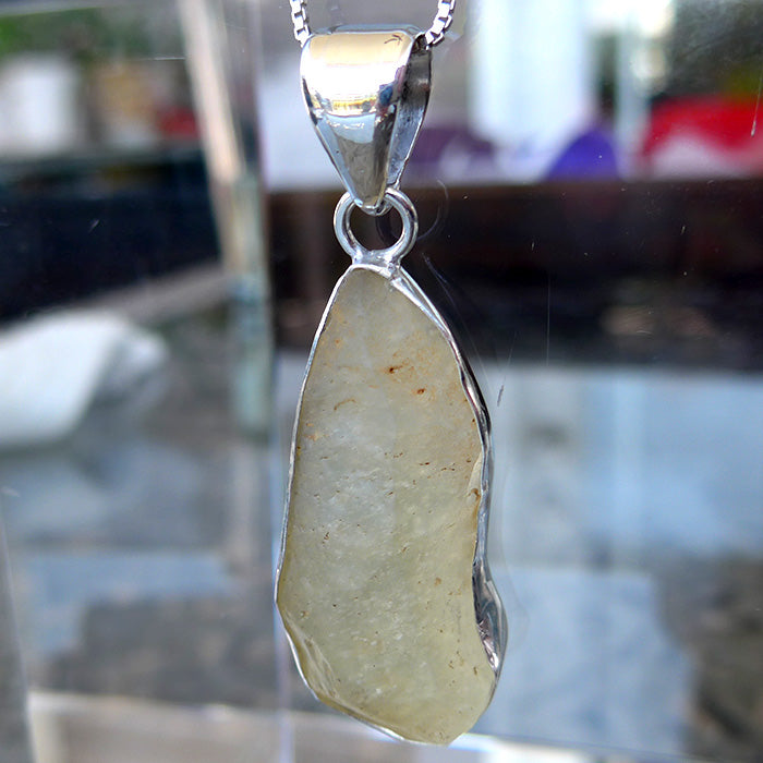 Large Long Libyan Desert Glass Freeform Pendant