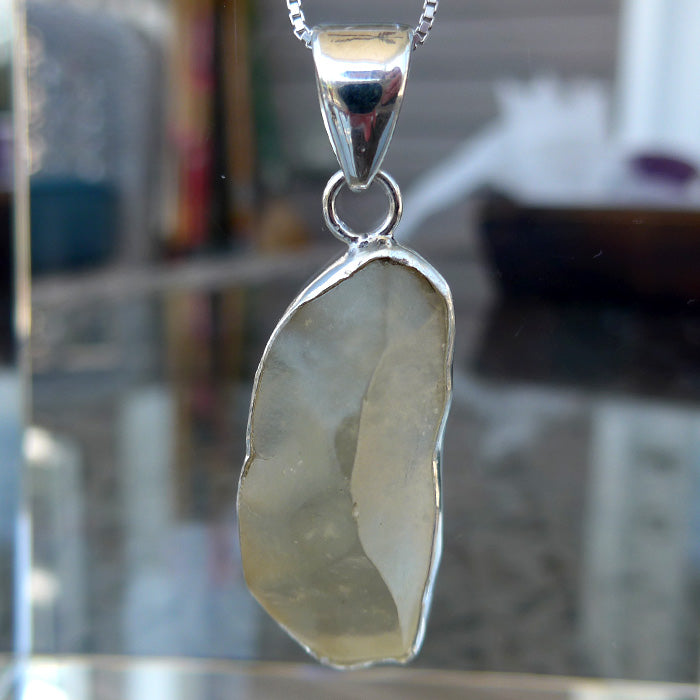 Chunky Long Freeform Libyan Desert Glass Pendant