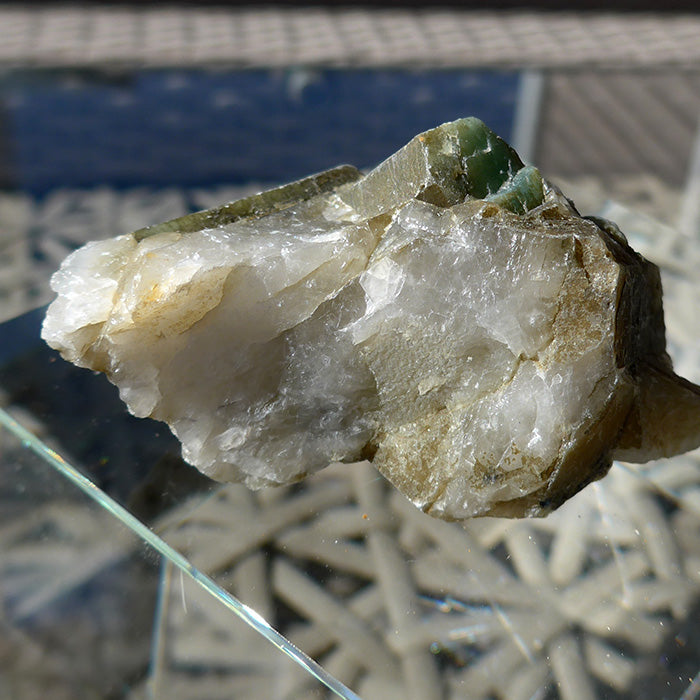 Large Emerald Rods in Rose Quartz Matrix