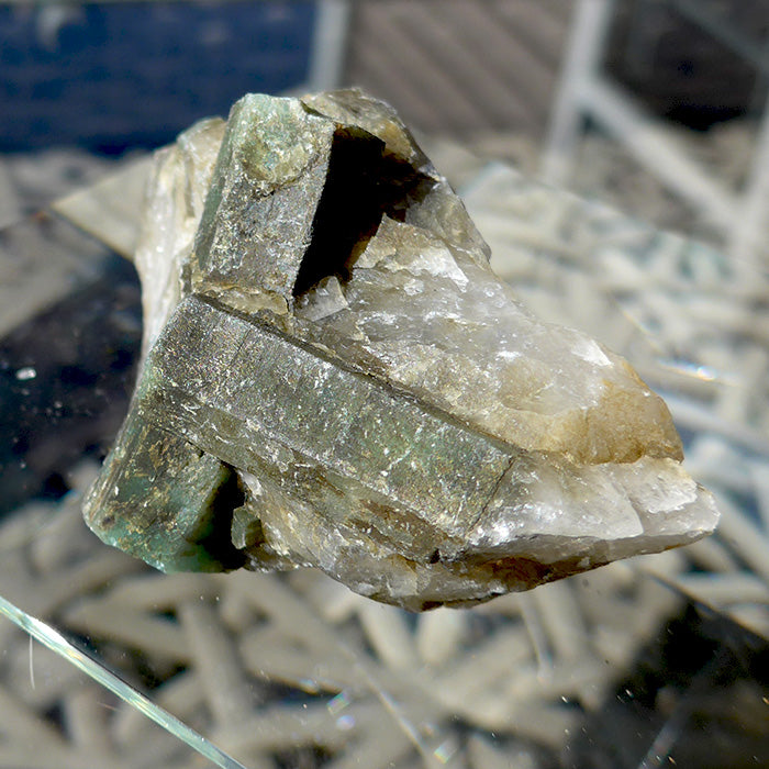 Large Emerald Rods in Rose Quartz Matrix