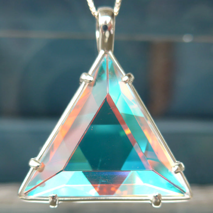 Aqua Quartz Star of David Pendant with Cyan Dichroic Glass by Kings Amao