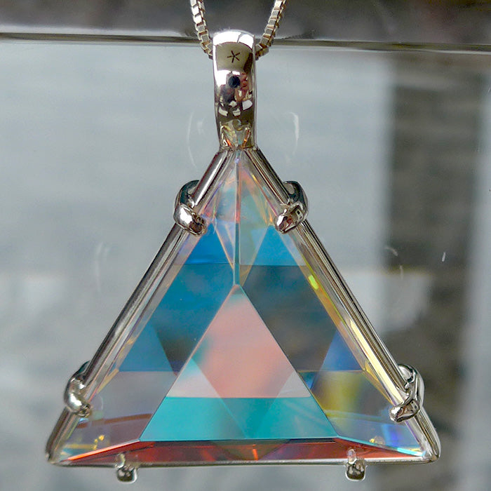 Aqua Quartz Star of David Pendant with Cyan Dichroic Glass by Kings Amao