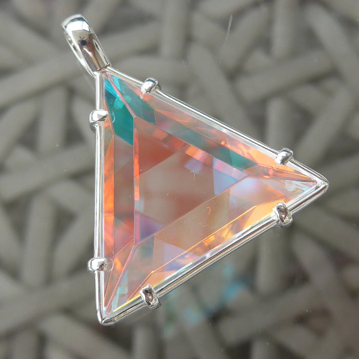 Aqua Quartz Star of David Pendant with Cyan Dichroic Glass by Kings Amao