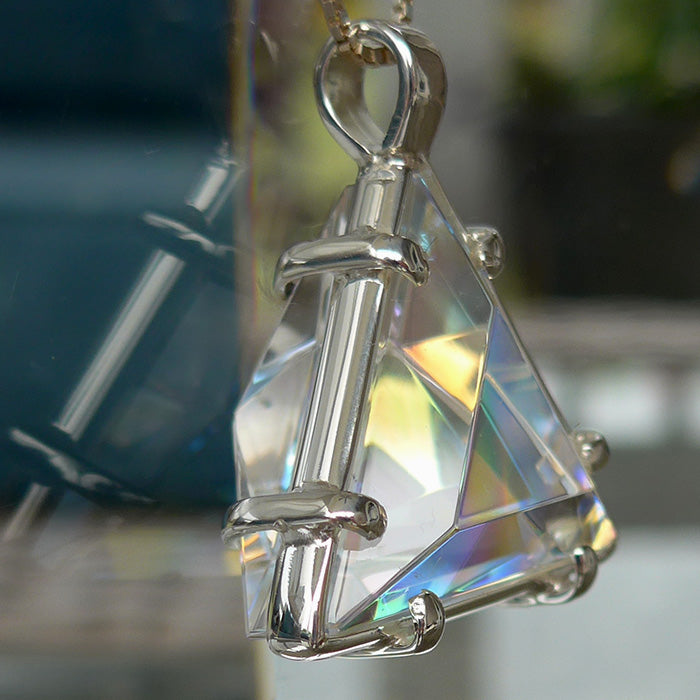 Aqua Striped Rainbow Star of David Pendant by Kings Amao