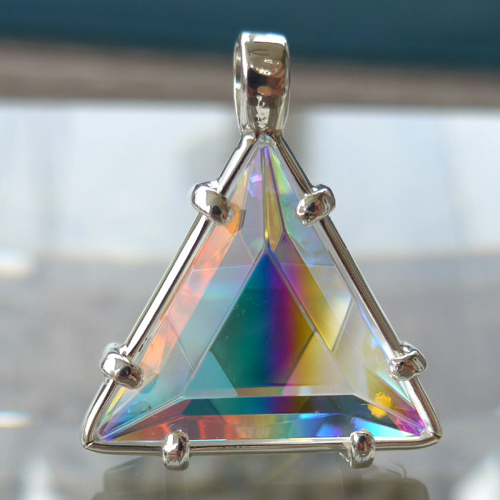 Aqua Striped Rainbow Star of David Pendant by Kings Amao