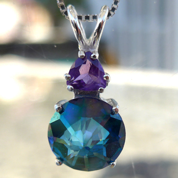 Aqua Aura Mini Radiant Heart with 5mm Trillion Amethyst