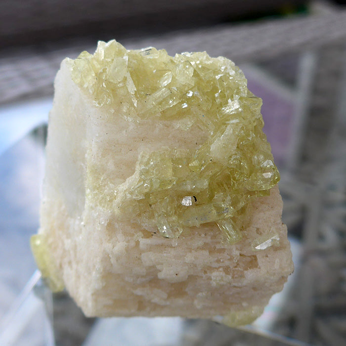 Tiny Brazilianite Gemstones on Albite Matrix