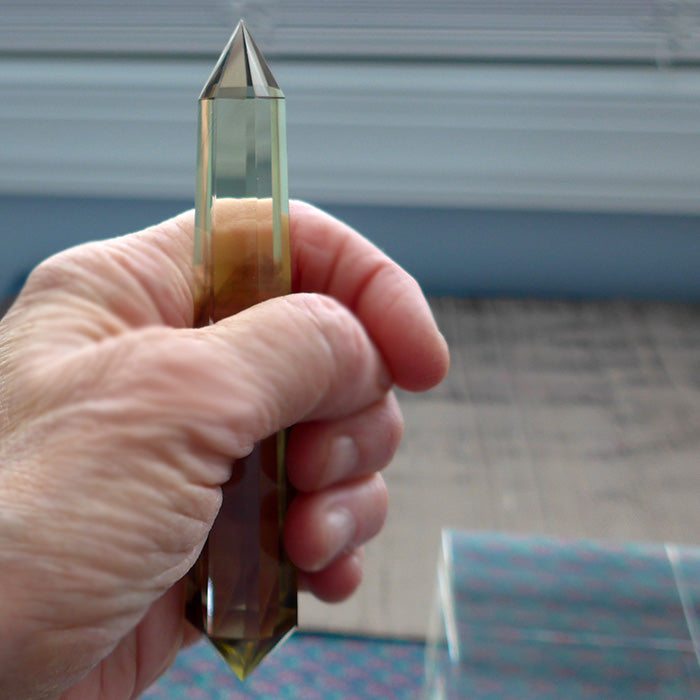 Slim Heptagonal Himalayan Phantom Citrine Vogel Wand by David Zhuang