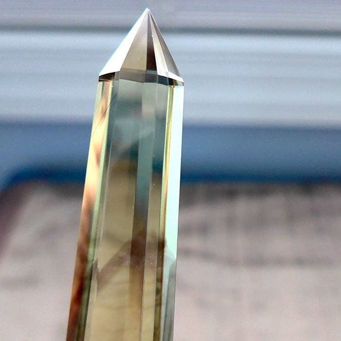 Slim Heptagonal Himalayan Phantom Citrine Vogel Wand by David Zhuang