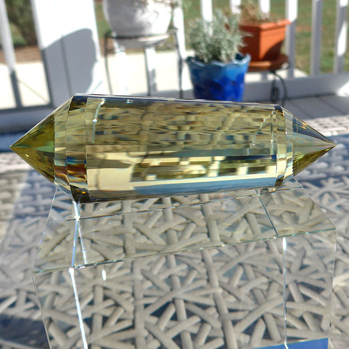 DOUBLE PRICE DROP: Fat 48 Facet Tibetan Citrine Vogel Wand by David Zhuang with Dark Zoning