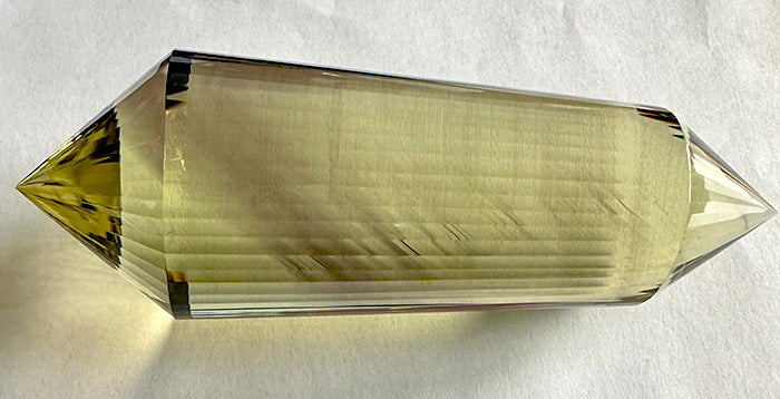 DOUBLE PRICE DROP: Fat 48 Facet Tibetan Citrine Vogel Wand by David Zhuang with Dark Zoning