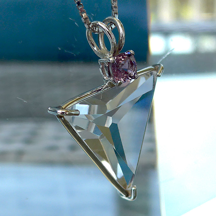 Clear Quartz Angelic Star Pendant with Violet Spinel