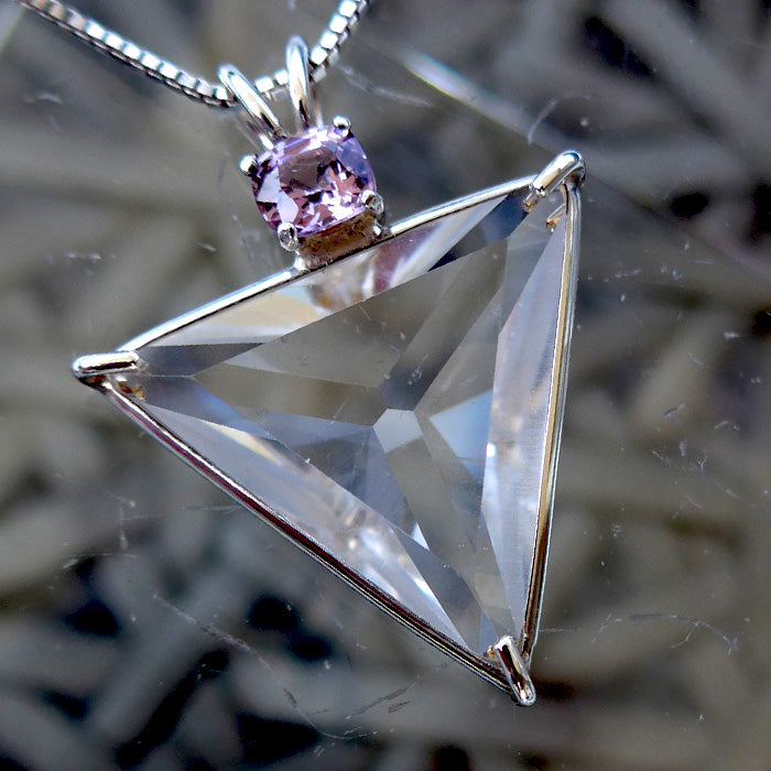 Clear Quartz Angelic Star Pendant with Violet Spinel