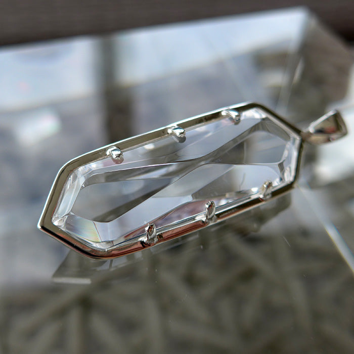 Clear Lemurian Quartz Infinite Energy Pendant Wand by Kings Amao