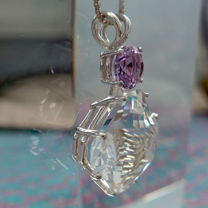 Clear Quartz Magician Stone with Amethyst Crown