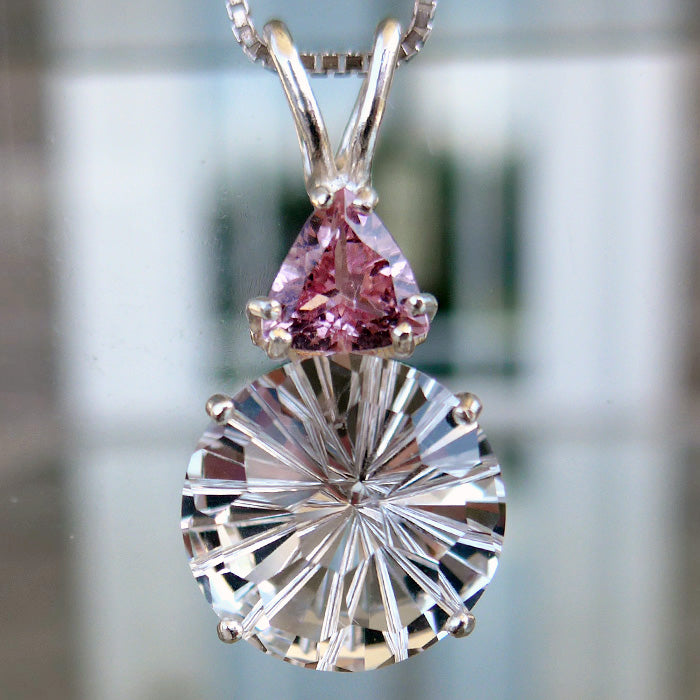 Clear Quartz Super Nova Pendant with Pink Tourmaline