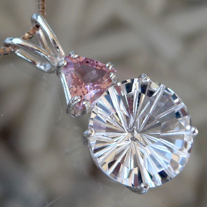 Clear Quartz Super Nova Pendant with Pink Tourmaline