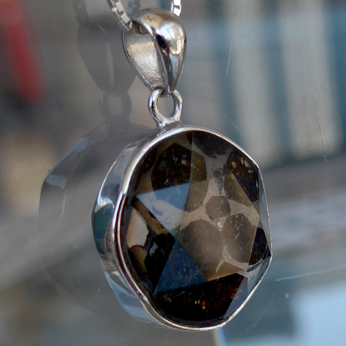Petite Double Sided Pallasite Star of David Pendant