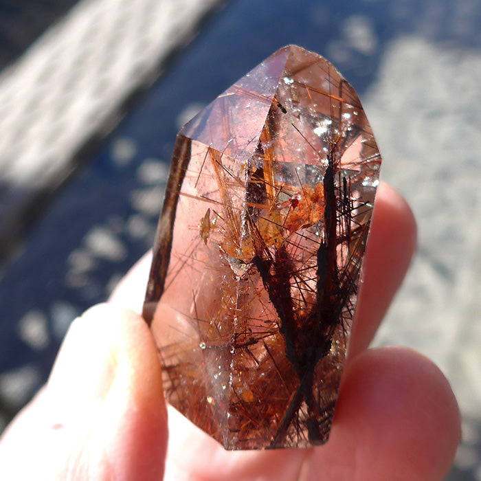 Deep Red and Sienna Rutile Polished Point
