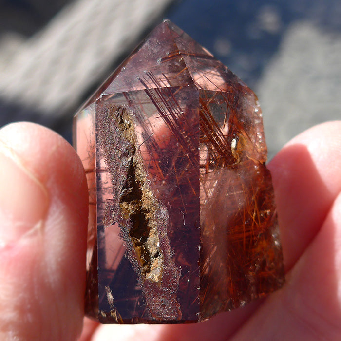 Deep Red and Sienna Rutile Polished Point
