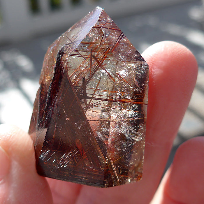 Deep Red and Sienna Rutile Polished Point