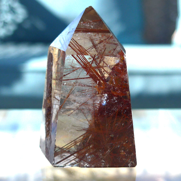 Deep Red and Sienna Rutile Polished Point