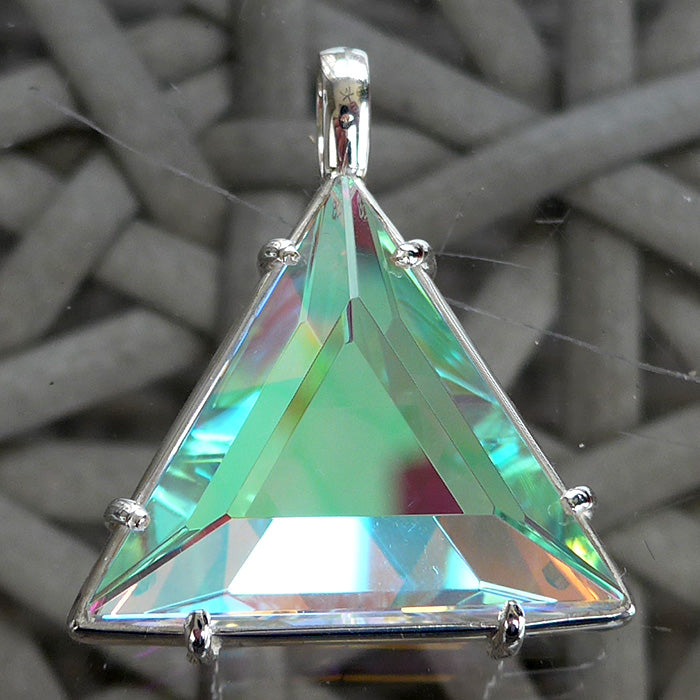 Super Size Clear Quartz Star of David with Magenta Dichroic Glass by Kings Amao