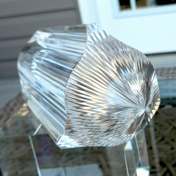 COLLECTOR'S ITEM: Giant Triangular 3 Convex Channel 6 Gate Master Cut 72 Facet Golden Dolphin Osiris Vogel Healing Wand by Ray Pinto