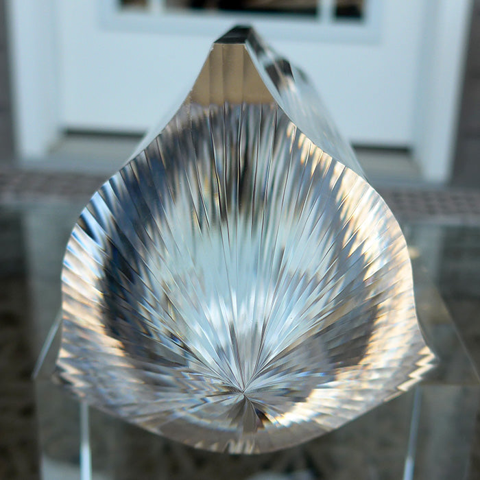 COLLECTOR'S ITEM: Giant Triangular 3 Convex Channel 6 Gate Master Cut 72 Facet Golden Dolphin Osiris Vogel Healing Wand by Ray Pinto