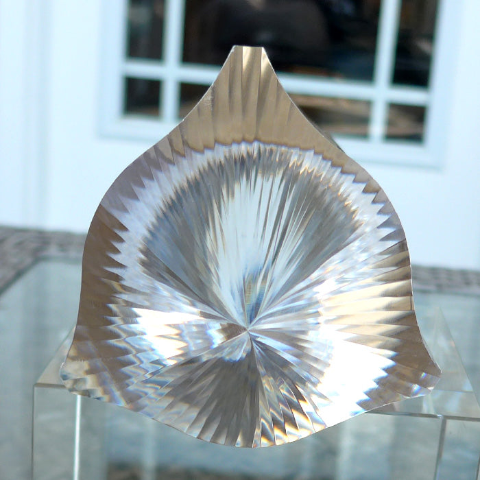 COLLECTOR'S ITEM: Giant Triangular 3 Convex Channel 6 Gate Master Cut 72 Facet Golden Dolphin Osiris Vogel Healing Wand by Ray Pinto