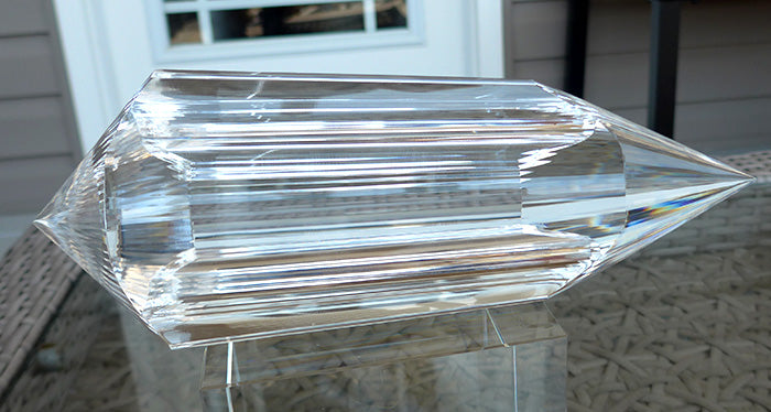 COLLECTOR'S ITEM: Giant Triangular 3 Convex Channel 6 Gate Master Cut 72 Facet Golden Dolphin Osiris Vogel Healing Wand by Ray Pinto