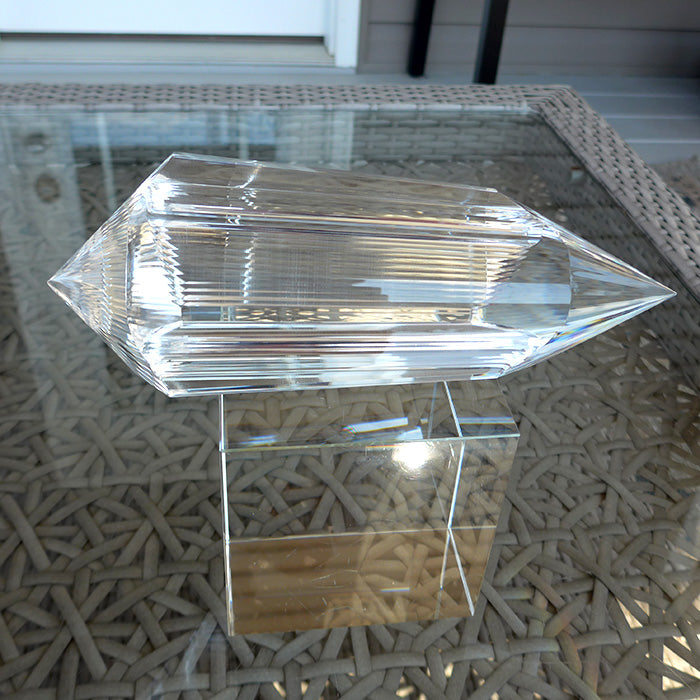 COLLECTOR'S ITEM: Giant Triangular 3 Convex Channel 6 Gate Master Cut 72 Facet Golden Dolphin Osiris Vogel Healing Wand by Ray Pinto