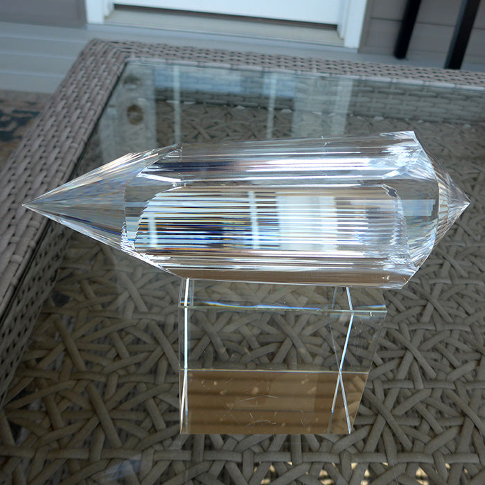 COLLECTOR'S ITEM: Giant Triangular 3 Convex Channel 6 Gate Master Cut 72 Facet Golden Dolphin Osiris Vogel Healing Wand by Ray Pinto