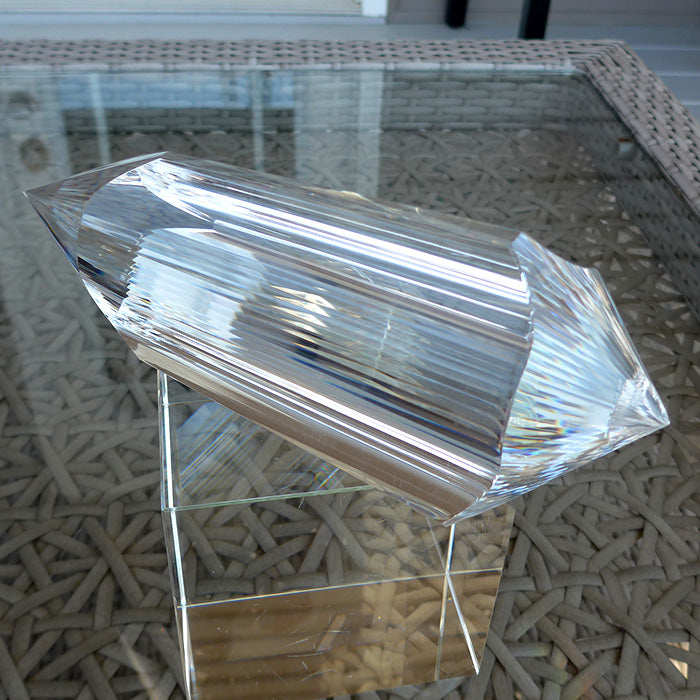 COLLECTOR'S ITEM: Giant Triangular 3 Convex Channel 6 Gate Master Cut 72 Facet Golden Dolphin Osiris Vogel Healing Wand by Ray Pinto