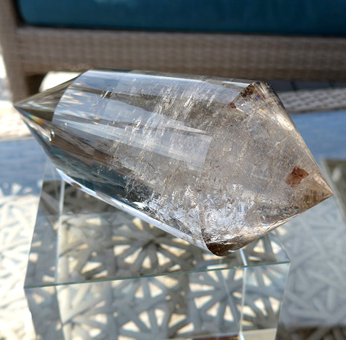 COLLECTOR'S ITEM: Fat Golden Rutile Quartz 144 Facet Vogel Wand by Ray Pinto