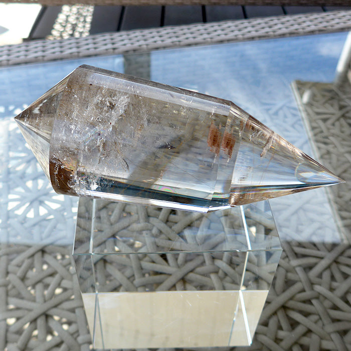 COLLECTOR'S ITEM: Fat Golden Rutile Quartz 144 Facet Vogel Wand by Ray Pinto