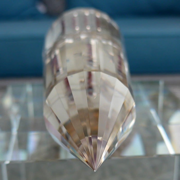 DOUBLE PRICE DROP: 18 Sided Garnet Filled Gold Capped Pale Smoky Quartz Energy Healing Wand