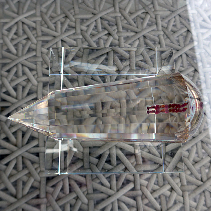 DOUBLE PRICE DROP: 18 Sided Garnet Filled Gold Capped Pale Smoky Quartz Energy Healing Wand